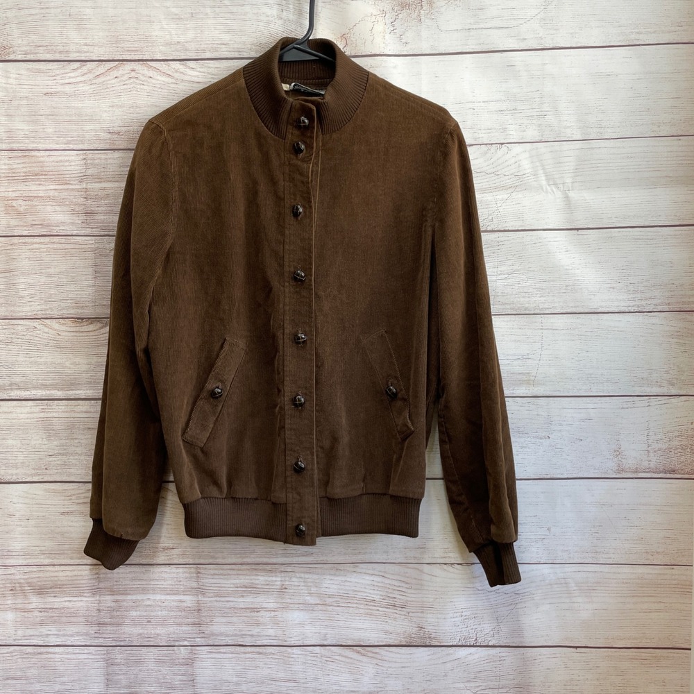 EXCELLENT CONDITION VINTAGE THE VILLAGER BROWN‎ CORDUROY BOMBER JACKET